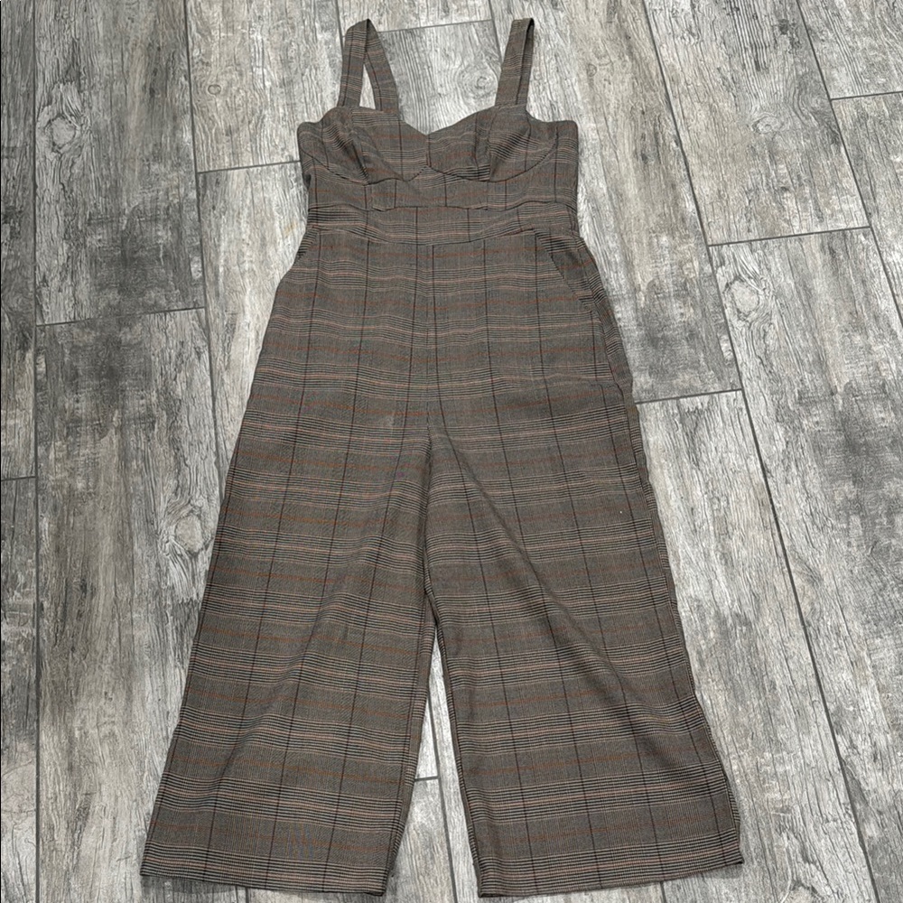 ALI & JAY Brown Wide-Leg Jumpsuit with Cropped Length
